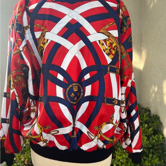 Vintage reversible bomber jacket baroque print polyester Sz M/L - Picture 13 of 13